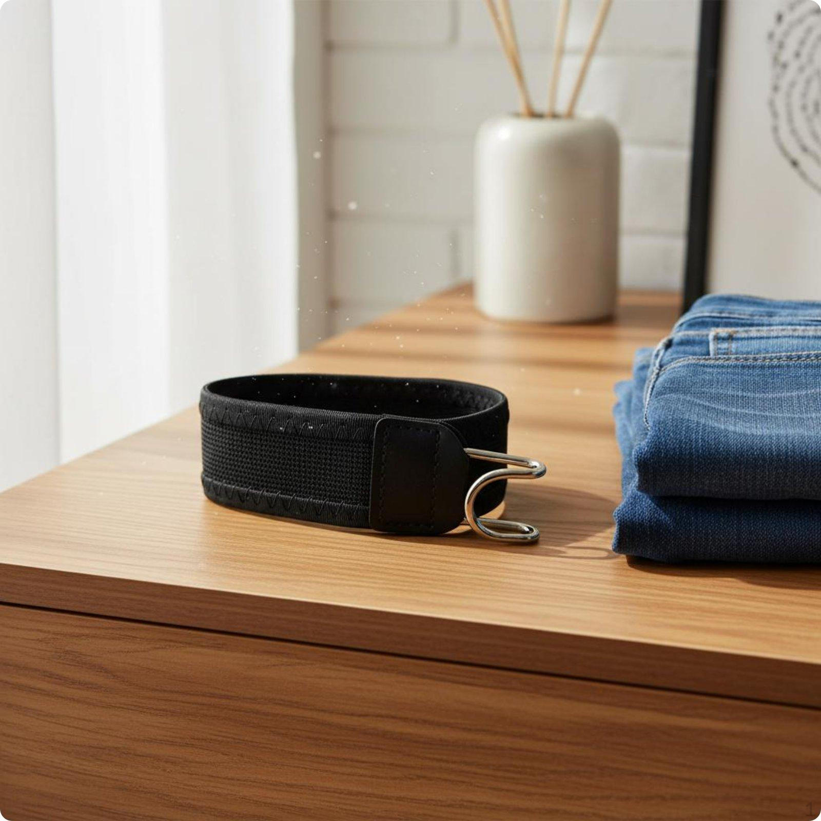 Adjustable Waist Buckle type Elastic Belt Easy to Wear Hook Closure for Pants Fit чёрный