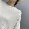 Women's Cashmere Round Neck Hollow Knit Sweater - Long Sleeve Loose Fit for Autumn & Winter