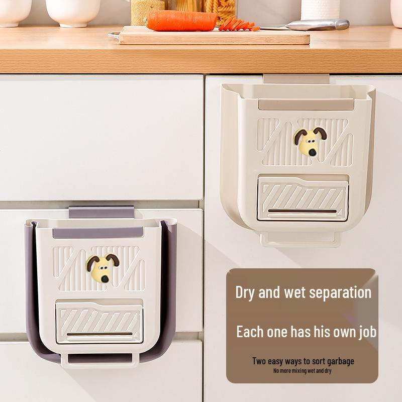 Punch-Free Wall-Mounted Trash Can: Foldable Kitchen, Bathroom, and Cabinet Door Storage