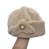 Thickened Bucket Hats Pearl Flower Decor Thermal Hat Solid Color Women Winter Hat  Autumn Winter