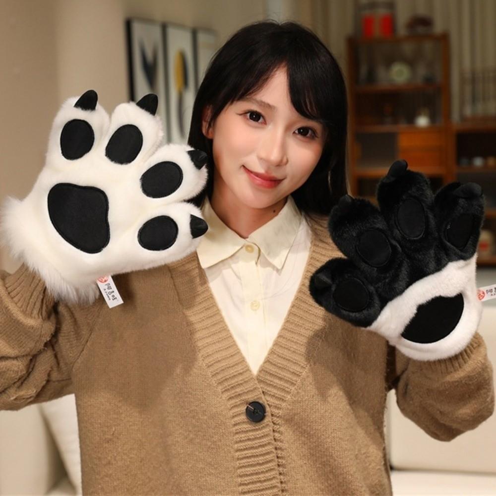 Furry Texture Faux Tiger Paw Gloves Stuffed Toys Bear Paw Plush Gloves Role Playing