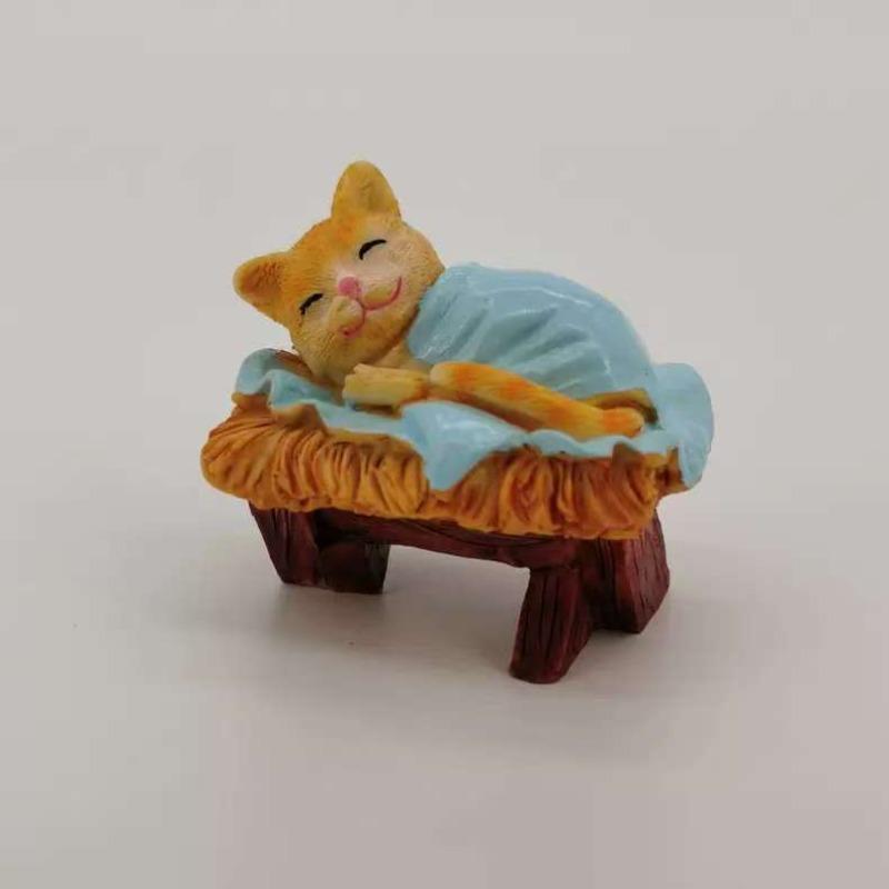 6Pcs Cat Nativity Figurines Set, Resin Kitten Christmas Decor, Cute Cat Themed Nativity Scene Ornaments, Funny Holiday Home Decor Gift