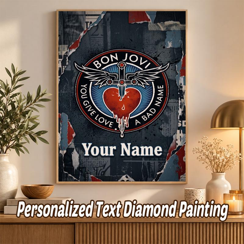 Bon Jovi Custom Name Text 5D Diamond Painting Kit DIY Full Drill Diamond Art Decoration