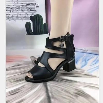 Soft Leather Mother Cool Boots Women's Shoes 2025 Summer New Roman Sandals Women's Medium Heel Thick Heel Hollow High Top Fish Mouth Shoes