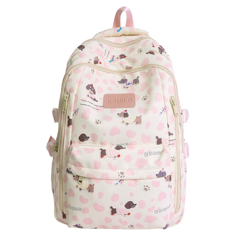 College Style Backpack Puppy Pattern Schoolbag Junior High School Student Book Bag