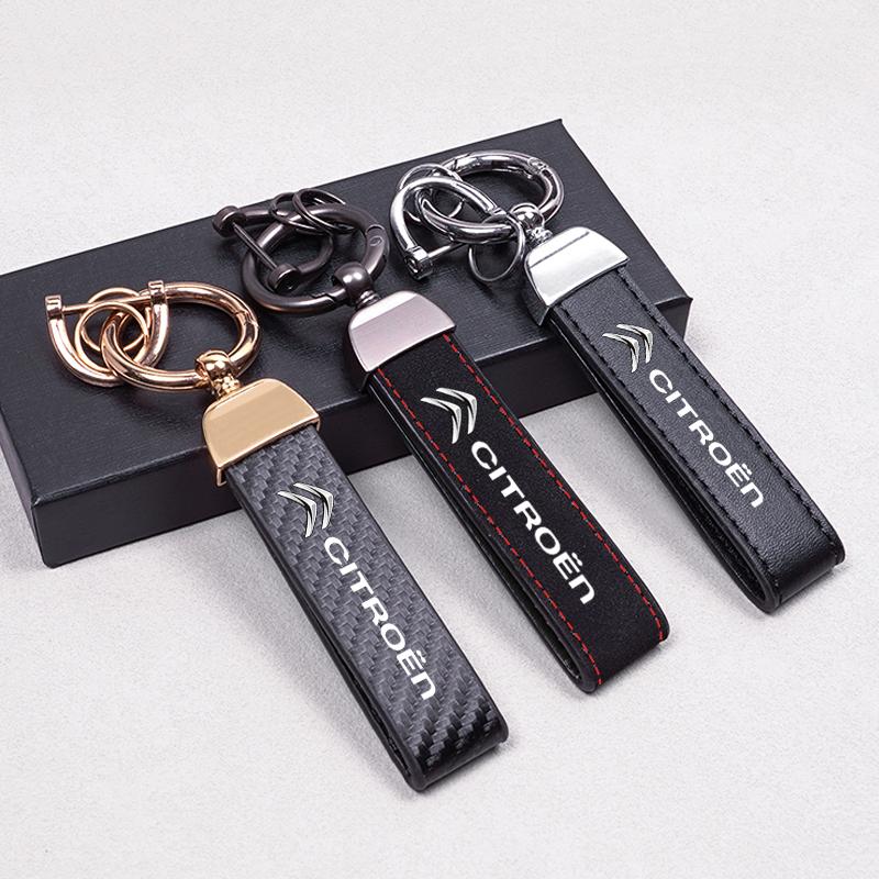 Car Logo Keychain Zinc Alloy Key Ring Accessories For Citroen C5X e-C4 X e-C3 C4 C3 C5 C-Elysee C-Crosser Berlingo C1 C6 C2