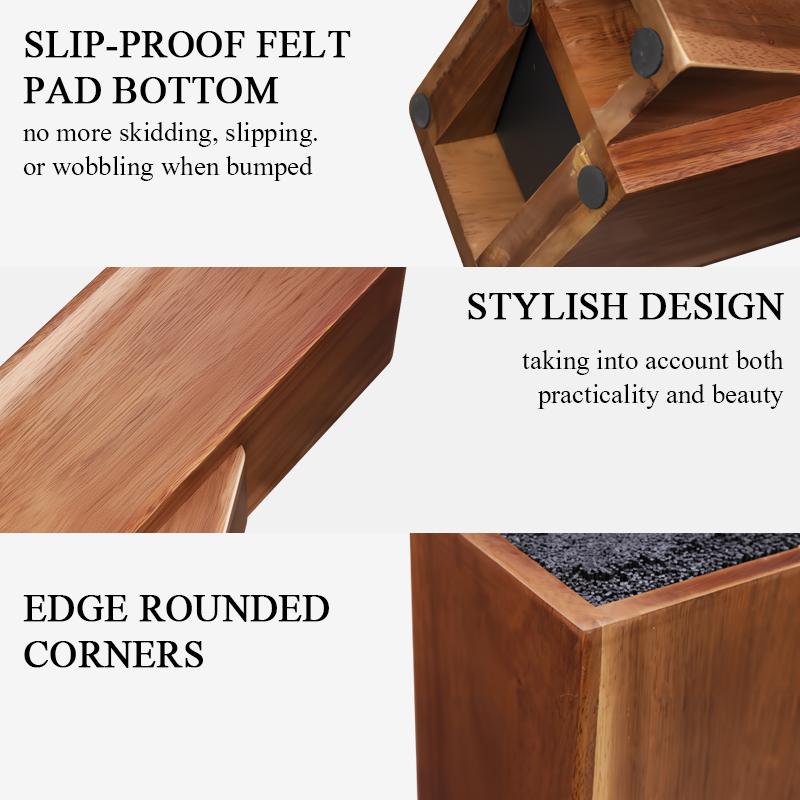 Acacia Wood Universal Knife Holder Multifunctional Kitchen Knife Block with Bristles Chef Fruit Knife Holder Kitchen Counter