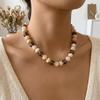 Gold Beads Colorful Resin Beads Necklace Acrylic Neck Accessory Ethnic Style Chain Necklace  Party