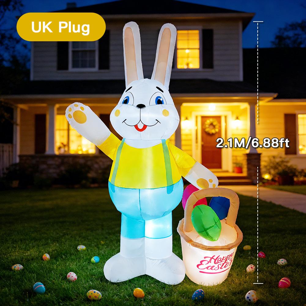 LED Waterproof Easter Light Yard Lawn Decor 1.5/1.8/2.1M Bunny/Carrot/Egg Figure Easter Universal Glowing Inflatable Decoration