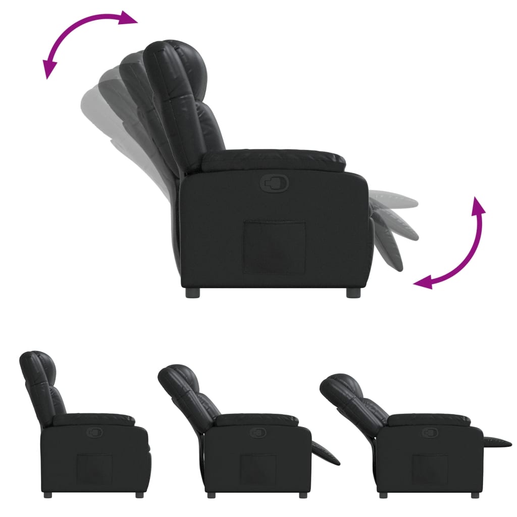 Recliner Chair Black Artificial Leather