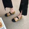 New Elegant Mary Janes Flats Shoes Women Black Buckle Strap Shallow Casual Ballet Shoes Ladies Spring Autumn Canvas Loafers
