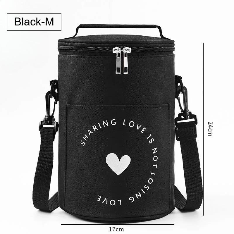 S/M/L Portable Cylindrical Thermal Lunch Cooler Bag Waterproof Food Bag with Large Capacity Insulated Container for Picnic