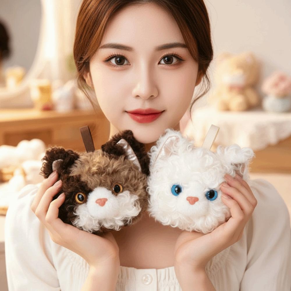 Soft Cat Key Chain Mini Plush Bag Pendant Fluffy Hanging Accessory Kitten Key Ring  Birthday