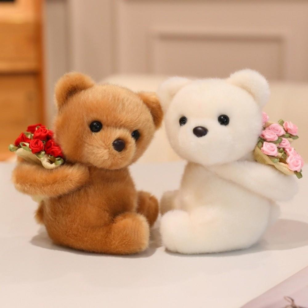 With Floral Blanket Rose Bear Plush Toy Romantic Holding Flowers Bear Doll  Birthday Gift