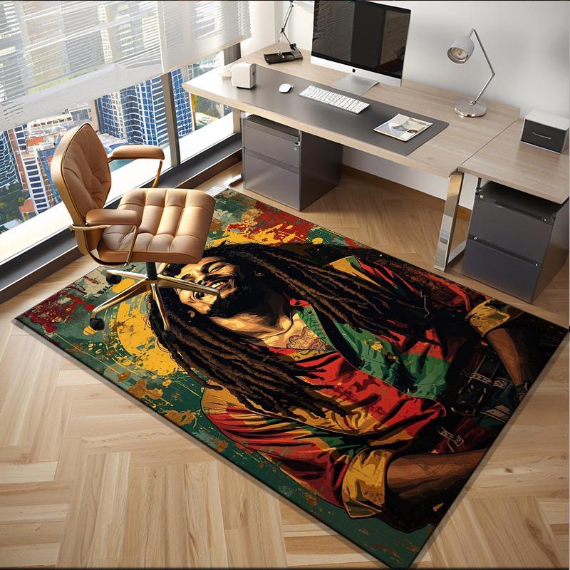 Bob music Vibrant Art Office Rug Chair Mat, Game Carpet, Suitable for Front Door, Bedroom, Living Room, Desk, Holiday Gift
