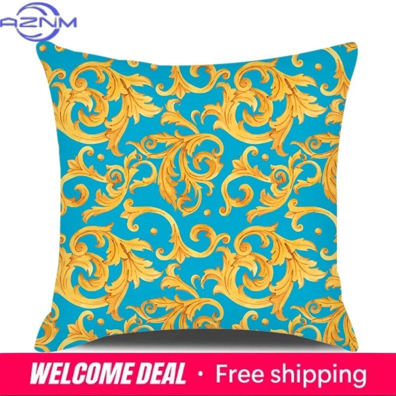 European Style Home Decorative Cushion Cover 18X18 Inches Geometric Printed Throw Pillowcase Baroque Decor Pillow Cover For Sofa