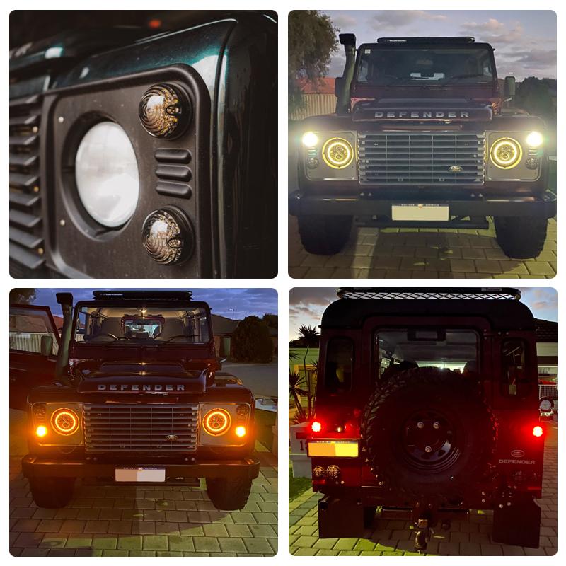 For Land Rover Defender 1983-2016 Smoked Lens Upgrade Complete Kits LED Rear Tail Lamp Fog Reverse Front Side Indicator Light BQ7
