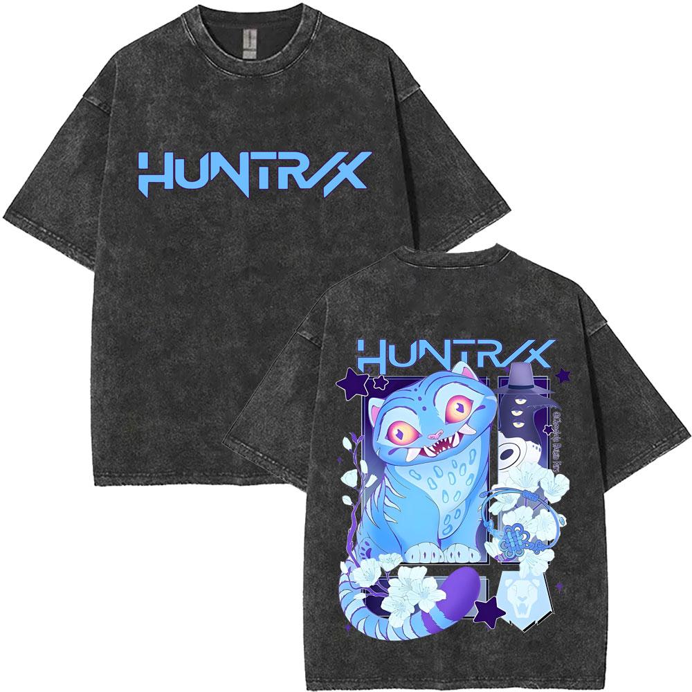 Washed Vintage Kpop Demon Hunters Derpy Tiger T-shirt Men Women Fashion Cartoon Trend T Shirts Men's Oversized T-shirts