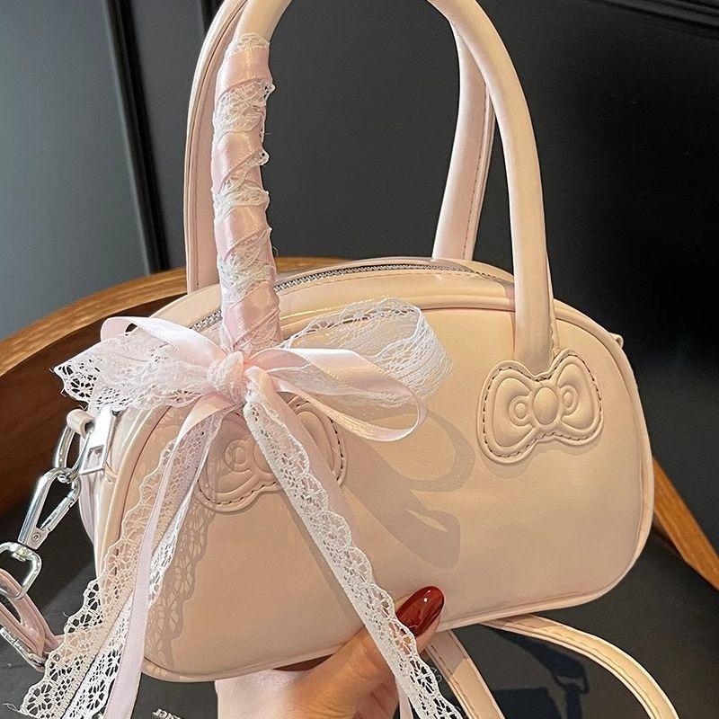 Portable Red Bag Women's New Trendy Fashion Small Square Bag Versatile Messenger Bowling Bag
