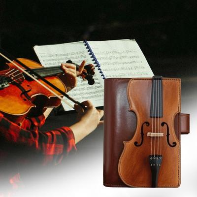 Vintage Violin Faux Leather Notebook Retro Journal with Musical Note Design Musical Gift for Musicians Collectors