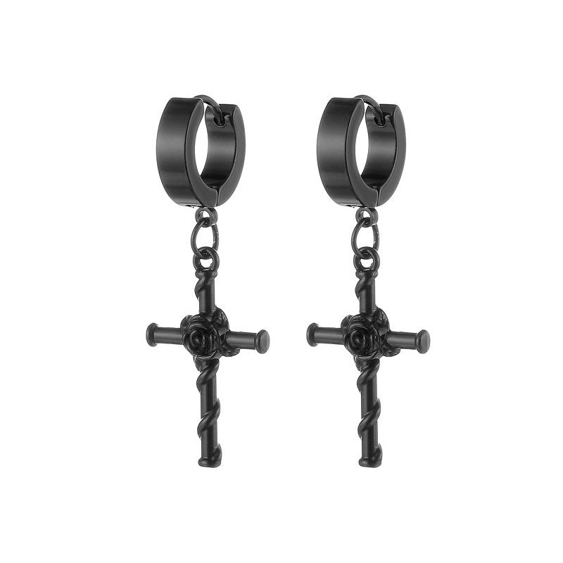 Boucles d'oreilles gothiques pour hommes et femmes, pendentif Design croix Rose, bijoux de fête de rue, breloques, cadeaux féminins