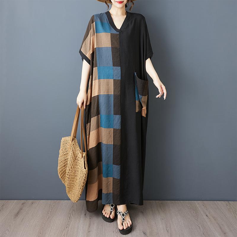 

DIMANAF New Women 2025 Plus Size Summer Long Casual Dress Loose Linen Vintage Basic Maxi Dress 9860 One Size