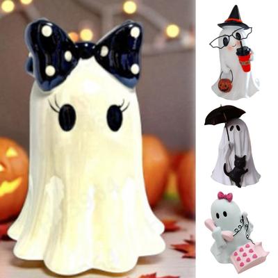 Halloween Decoration Ghost Wear Glasses Resin Statue Fine Craftsmanship Tabletop Ornament Home