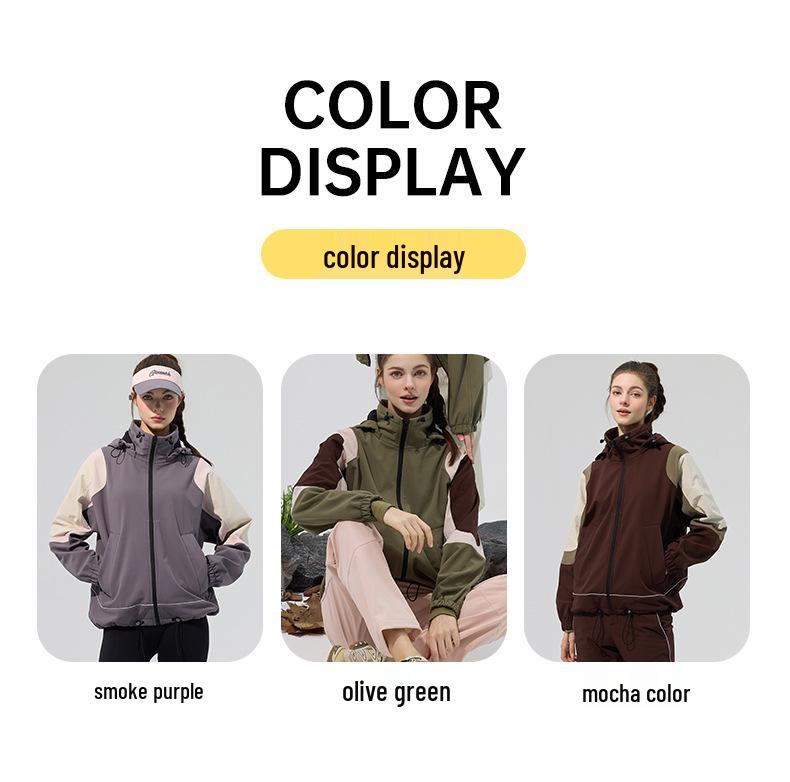 Lotus Leaf Colorblock Softshell Jacket: Water-Repellent, Elastic Hem, Fleece-Lined, Stand Collar
