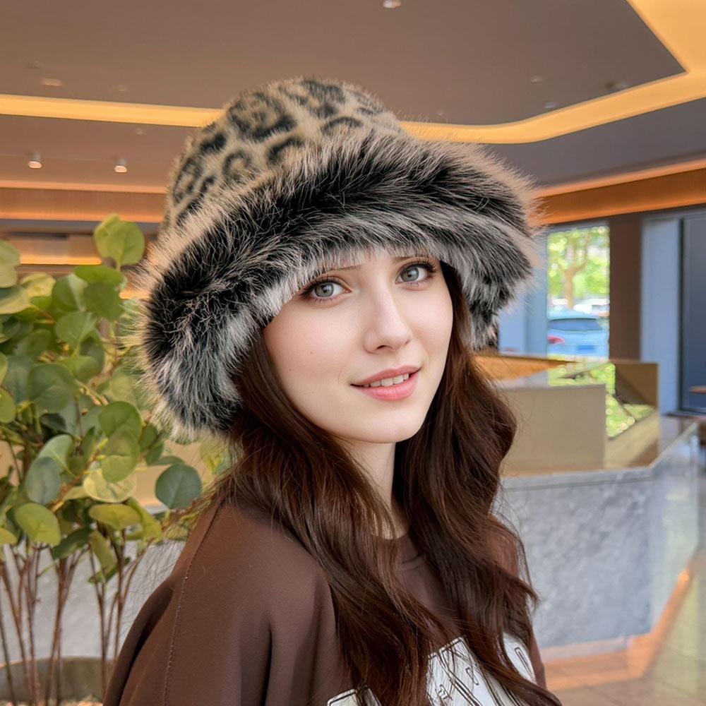

Faux Fur Fluffy Fur Bucket Hat with Fleece Warm Trapper Winter Warm Hat Thickened Lined Fisherman Hat Christmas Gifts