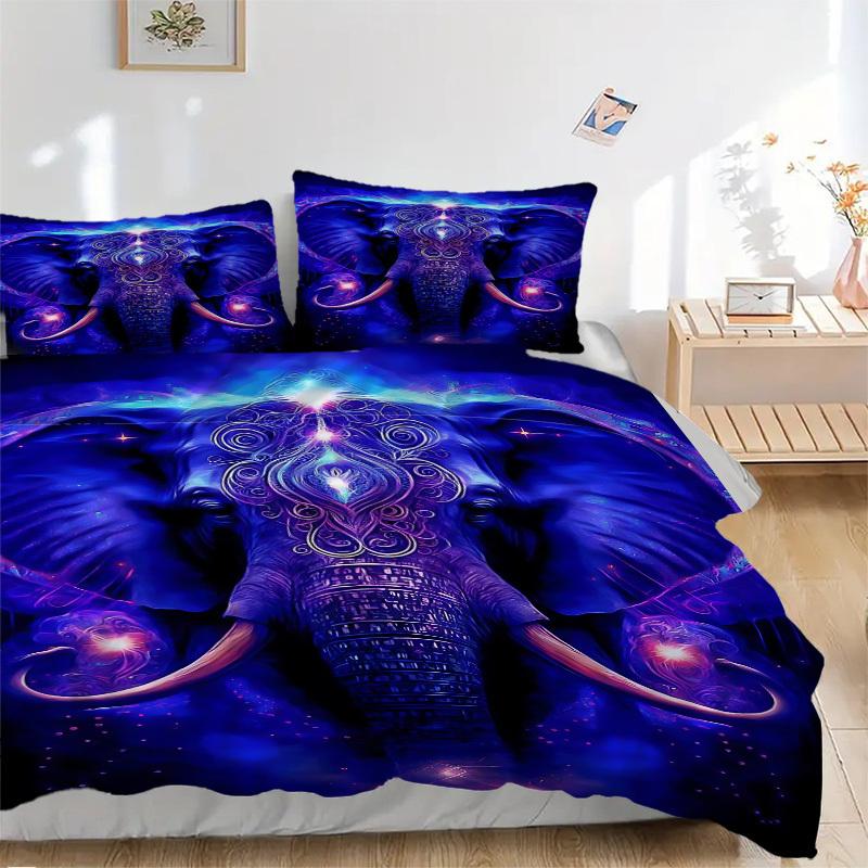 

3pcs Mystic Elephant Duvet Cover Set - Machine Washable, Includes 1 Cover and 2 Pillowcases, No Core Included yy251013051 135x200cm