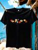 WZM10998Seven star ladybug print plus size Unisexs round neck summer casual short sleeved street fashion versatile Tshirt