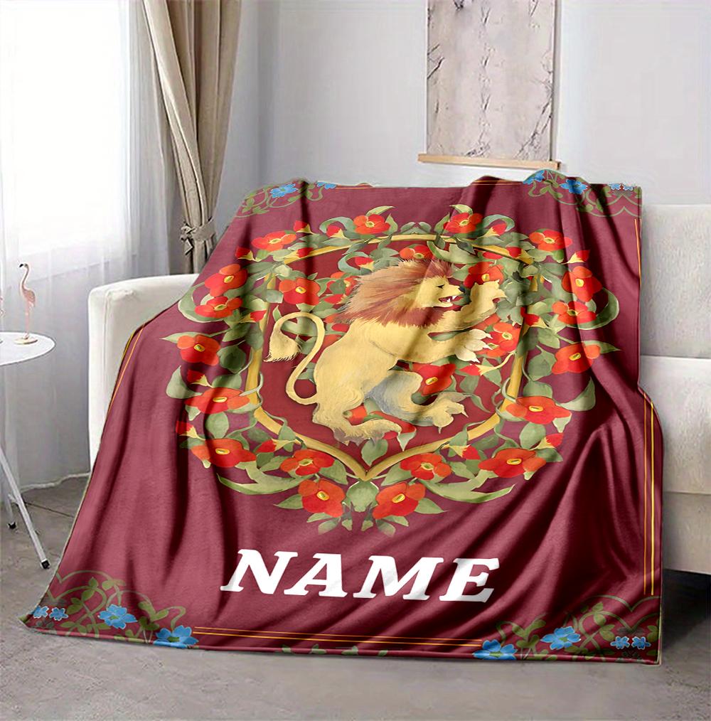 Custom Name Floral Fantasy Flannel Blanket Throw Blanket Soft Warm Sofa Bed Home Decor Unique Gift