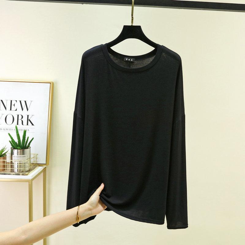 Summer Women's Batwing Long Sleeve T-Shirt Thin O Neck Loose Fit Tshirts Air Conditioner Shirt Casual Sun Protection Tee Tops