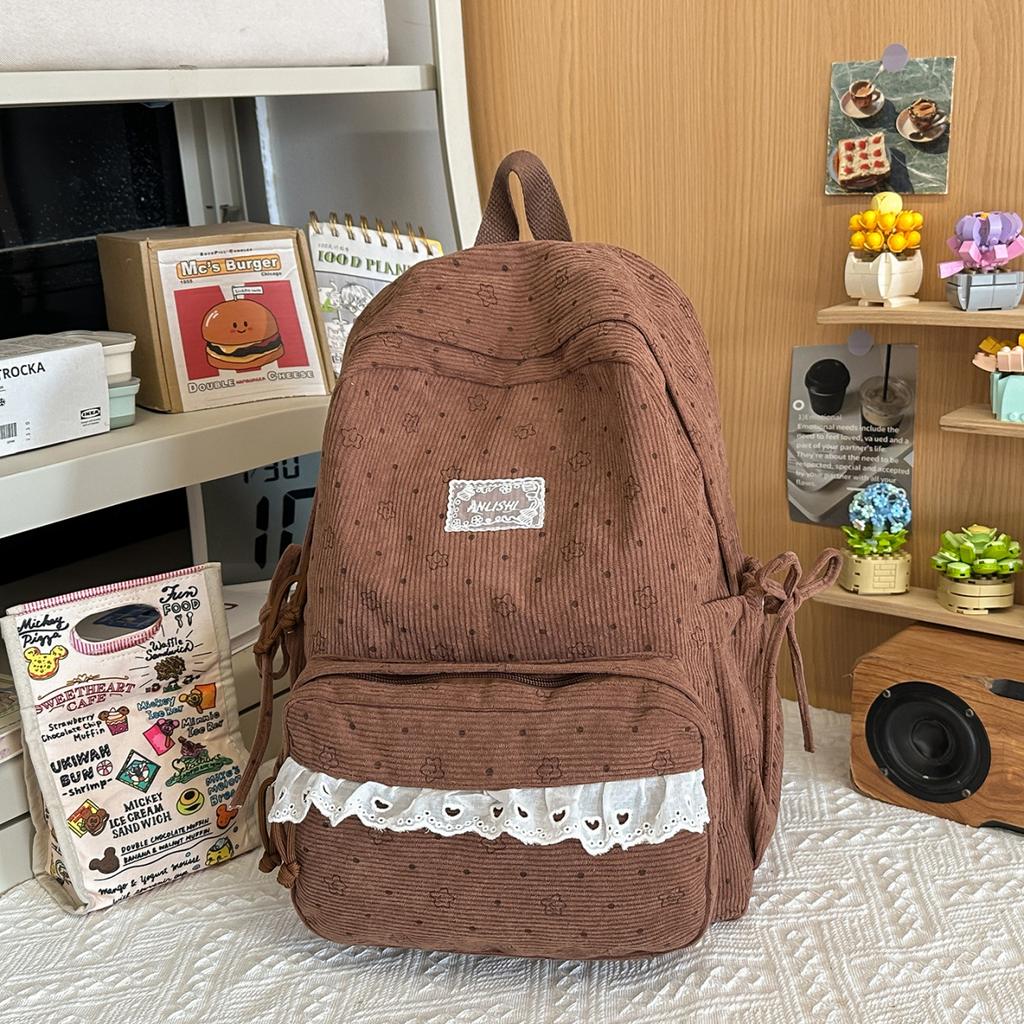 Schoolbag college style small fresh girl travel small backpack Korean ins lace high value student schoolbag backpack