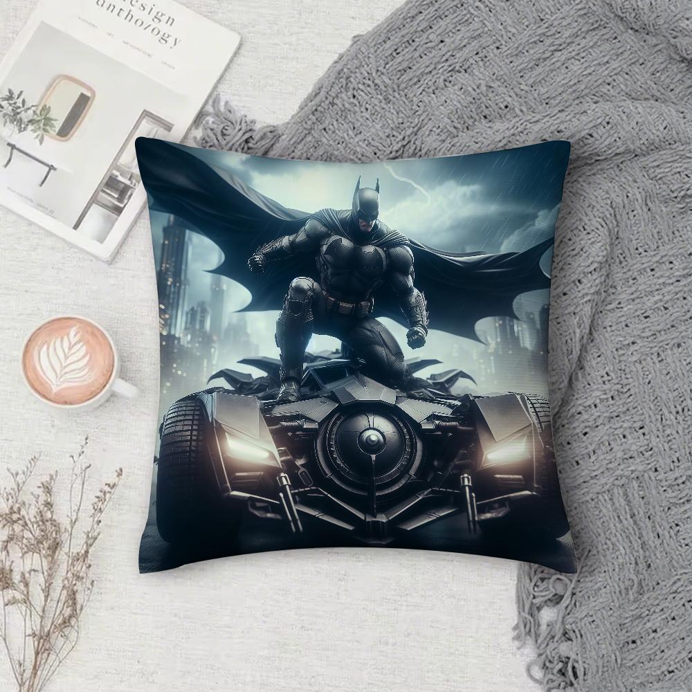 Superhero B-Bat M-Man Pillow Case Square Double-Sided Printing Sofa Cushion Cover Pillowcase Bedroom Bedside