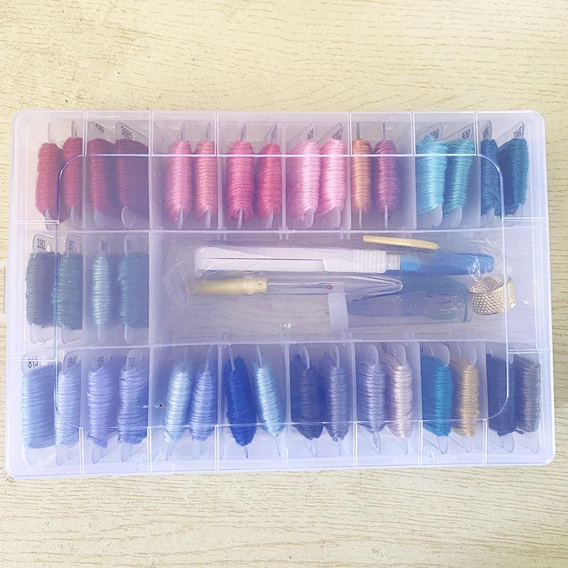 36/50/100 Color Cross Stitch Set with Pre-Wound Bobbins and Boxed Embroidery Floss