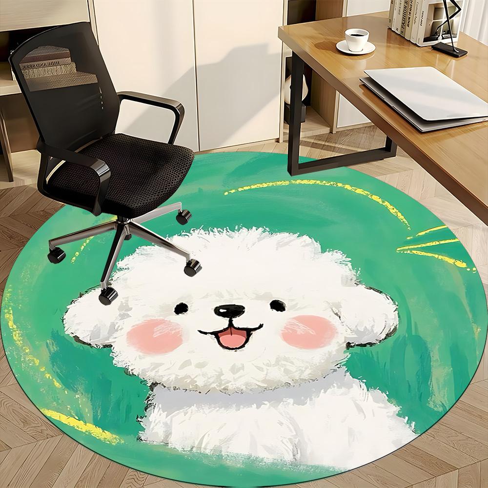 1pc Puppy Pet Office Round Area Rug,  Mat Suitable ForOffice, Under Office Chairs Bedroom Living Room Home Decor, Room Deco