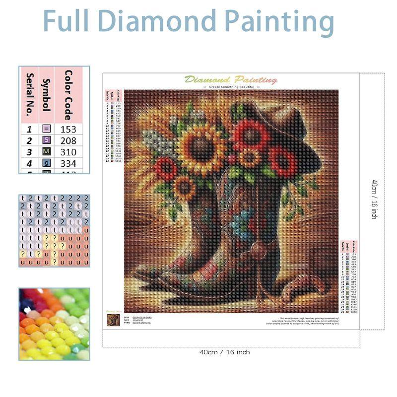 Diamond Painting Animal Diamond Mosaic Cowboy Boots Cross Stitch Kit Diamond Embroidery Crystal Sunflowers Home Decoration