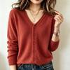Women's Long Sleeve Knitted Cardigan: Plus Size Spring-Summer Sweater Coat