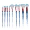 Unicorn Makeup Brush Set With Transparent Glitter Spiral Design For Makeup Enthusiasts