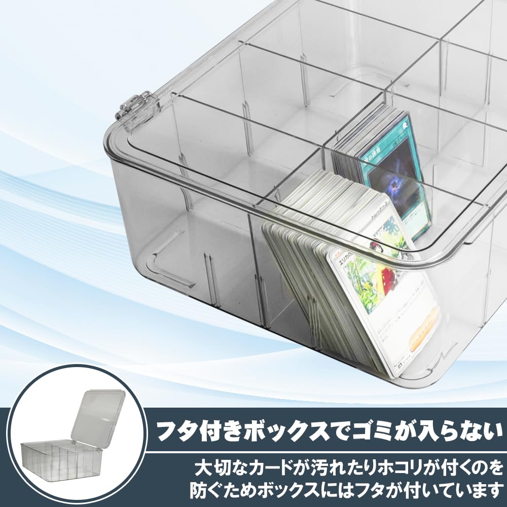 Manekinext Trading Card Storage Case Clear PET Large Capacity Organizer with Lid and Dividers 8 Compartments 30 X 26 10.5 Cm