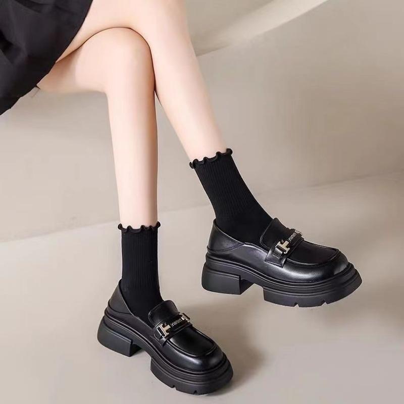 Thick Soled Thick Heeled Versatile Single Shoe Loafer