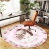 1pc Horse Floral Round Chair mat Area Rug - Non-Slip, Floor Mat for Office, Bedroom, and Indoor Decor c1125096