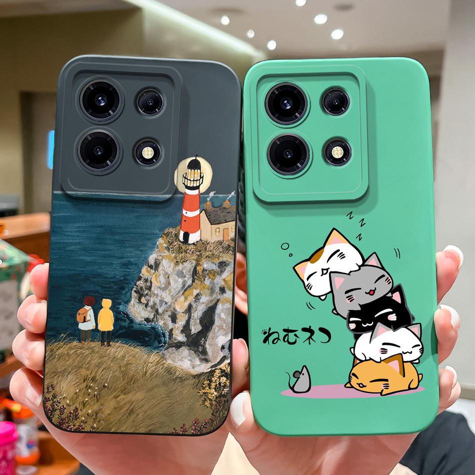 For Infinix Note 30 Pro Vip 30i Phone Case Cartoon Liquid Silicone Full Coverage Anti Drop Bumper For Infinix Note30 30Pro Funda