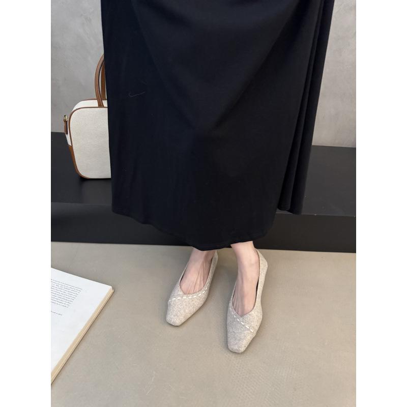 

Low-heeled French light-mouth single shoes women s shoes spring 2025 new temperament versatile woolen evening shoes 39 абрикосовый