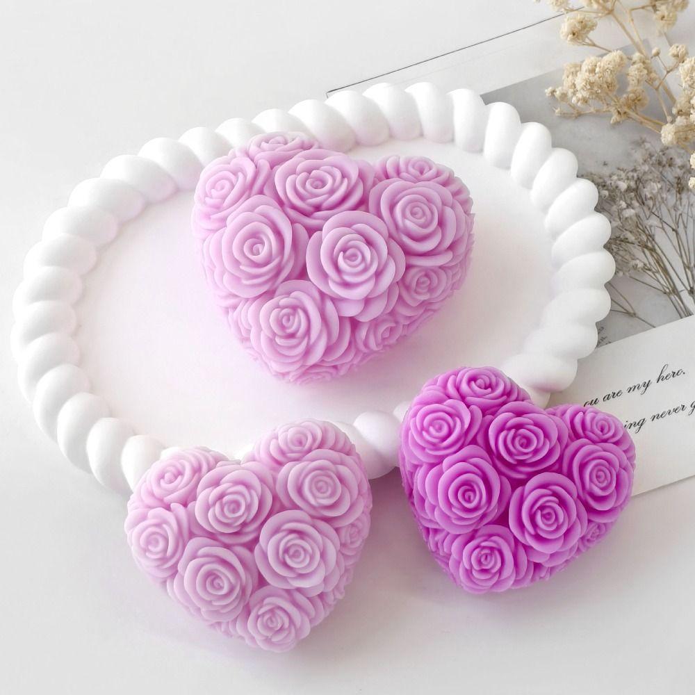 3D Aromatherapy Candle Mold Heart Shape Rose Resin Mold New Plaster Mold  Home Decor