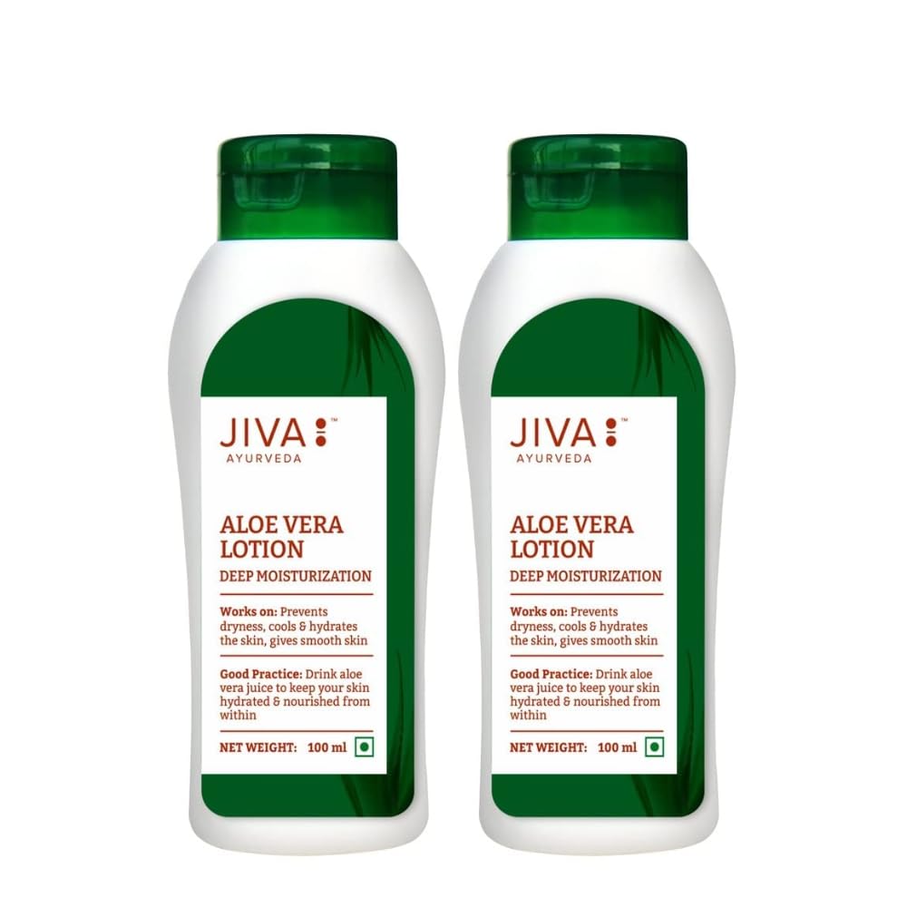 

Лосьйон Jiva Aloe Vera 100 мл Упаковка з 2 Швидко вбираючий Зволожувач для тіла для всіх типів шкіри Тривале зволоження