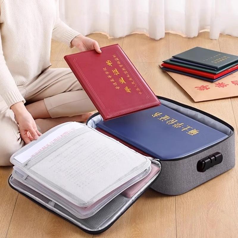 With password lock Multifunctional briefcase office document storage bag business trip card passport organizer travel accessory