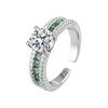 TK Live One Carat Emerald & Diamond Four-Prong Ring - European, American Starry Sky Design