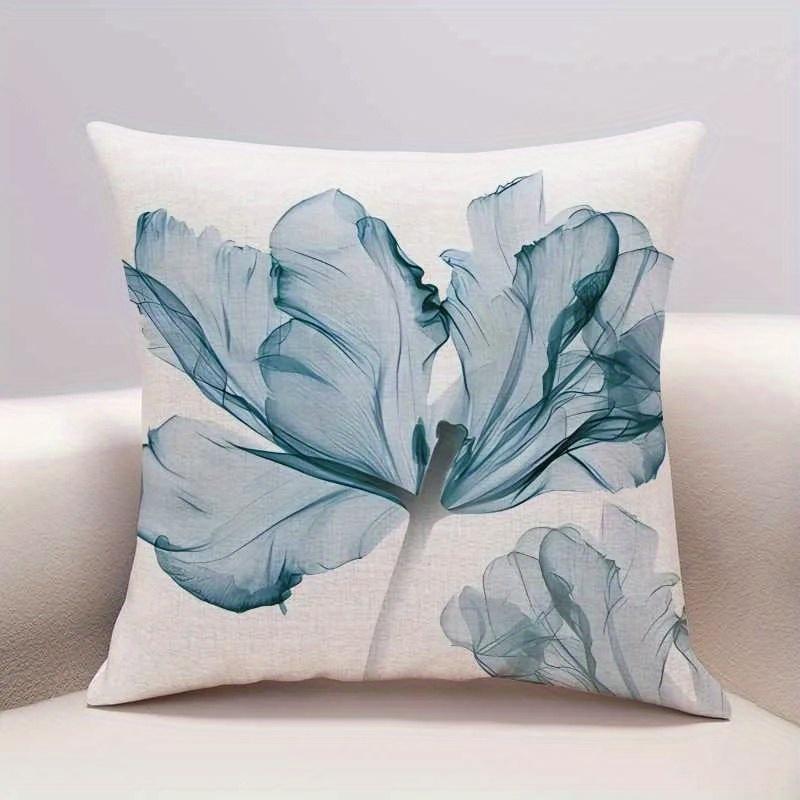 Elegant Floral Print Pillowcase, Made Of Polyester, Machine Washable, Suitable For Bedroom And Living Room Dcor.